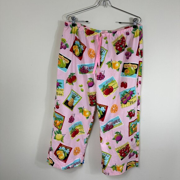 NWOT Nick & Nora Fruit 3/4 Sleeve Button Up Shirt and Capri Pajama Set Size L - Picture 9 of 13
